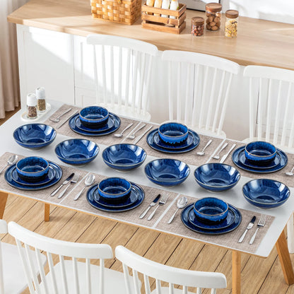 "Color - Pure" Kollektion | abgerundet | 24/48-tlg. Geschirr Set | Blau | Steingut - Töpferkunst | Steingut Geschirrsets