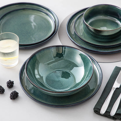 "Color - Pure" Kollektion | abgerundet | 24/48-tlg. Geschirr Set | Grün | Steingut - Töpferkunst | Steingut Geschirrsets