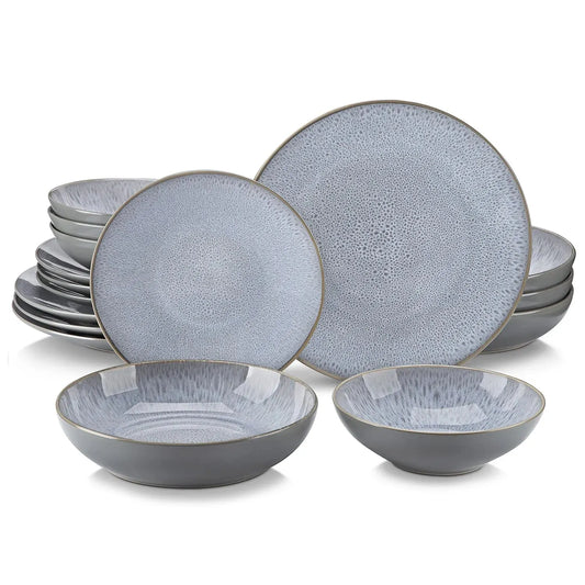 "Elegance" Kollektion | Geschirr Set 16/32/48-tlg. | grau | Steingut - Töpferkunst | Steingut Geschirrsets