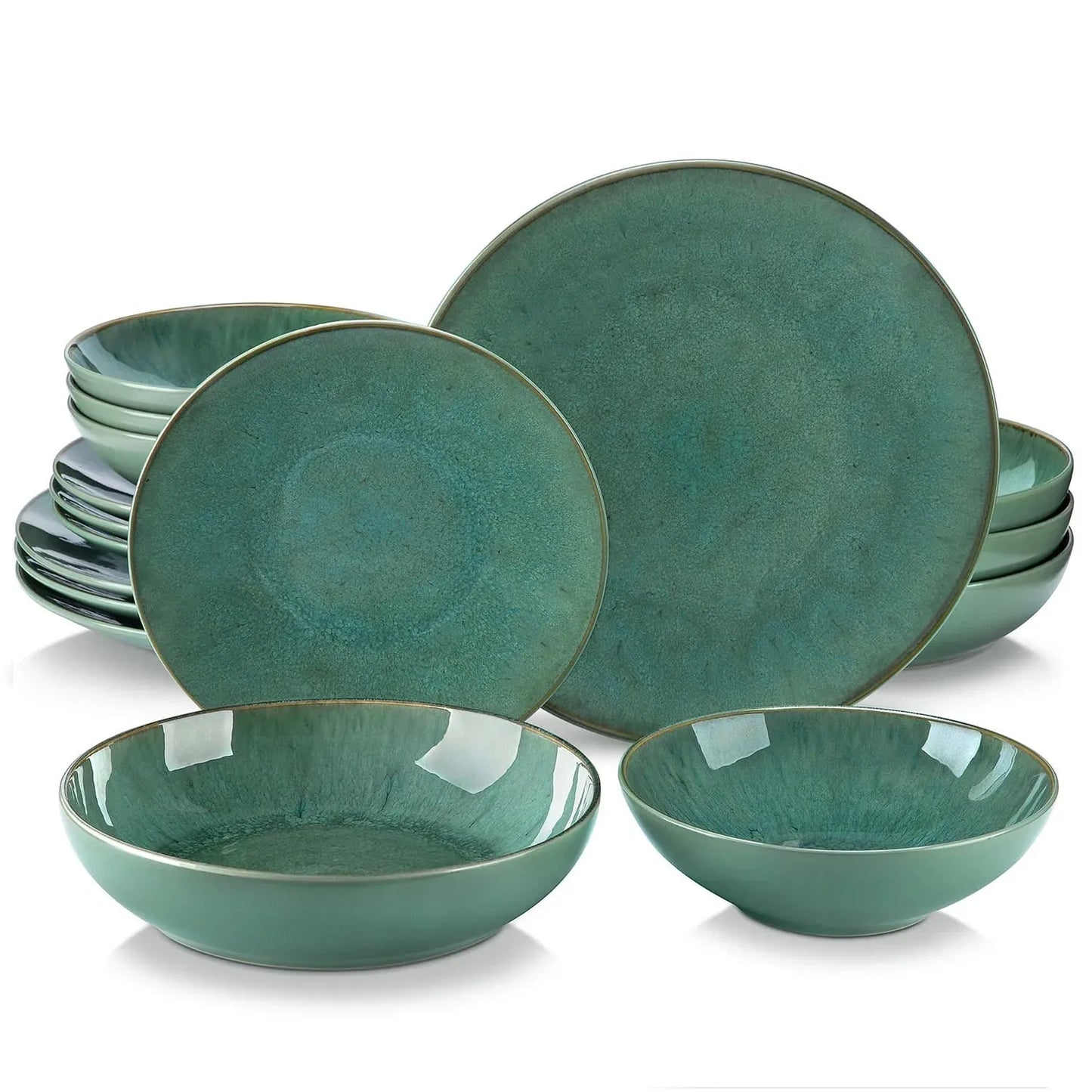 "Elegance" Kollektion | Geschirr Set 16/32/48-tlg. | grün | Steingut - Töpferkunst | Steingut Geschirrsets
