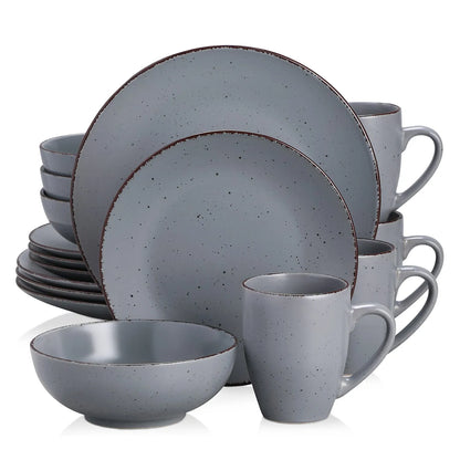 "Vintage" Kollektion | 16/32/48-tlg. Geschirr Set | Grau | Steingut - Töpferkunst | Steingut Geschirrsets