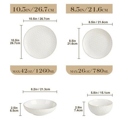 "Zen" Kollektion | 16/32/48-tlg. Geschirr Set | Weiß | Steingut - Töpferkunst | Steingut Geschirrsets