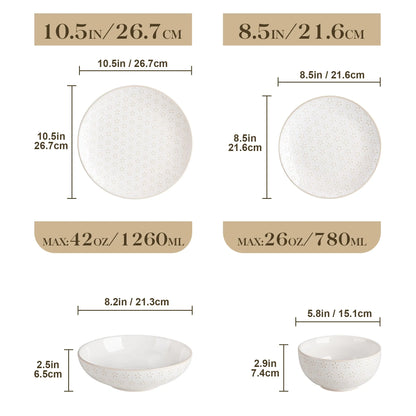 "Zen" Kollektion | 16/32/48-tlg. Geschirr Set | Weiß | Steingut - Töpferkunst | Steingut Geschirrsets