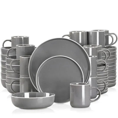 "Glaze" Kollektion | Geschirr Set 16/32/48-tlg. | grau | Steingut - Töpferkunst | Steingut Geschirrsets